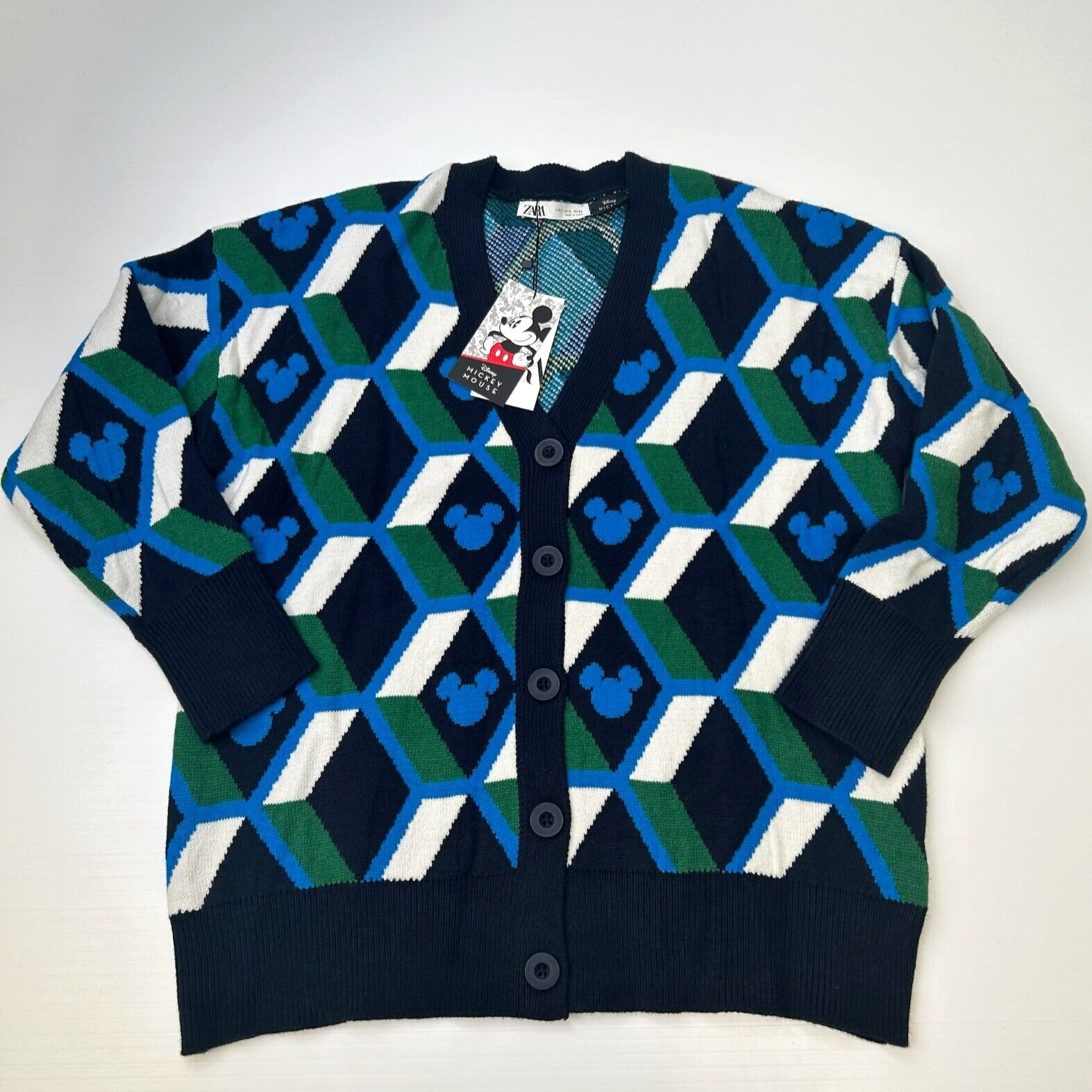 Zara Cardigan Women Small Mickey Mouse Ears Sweater Collab Disney