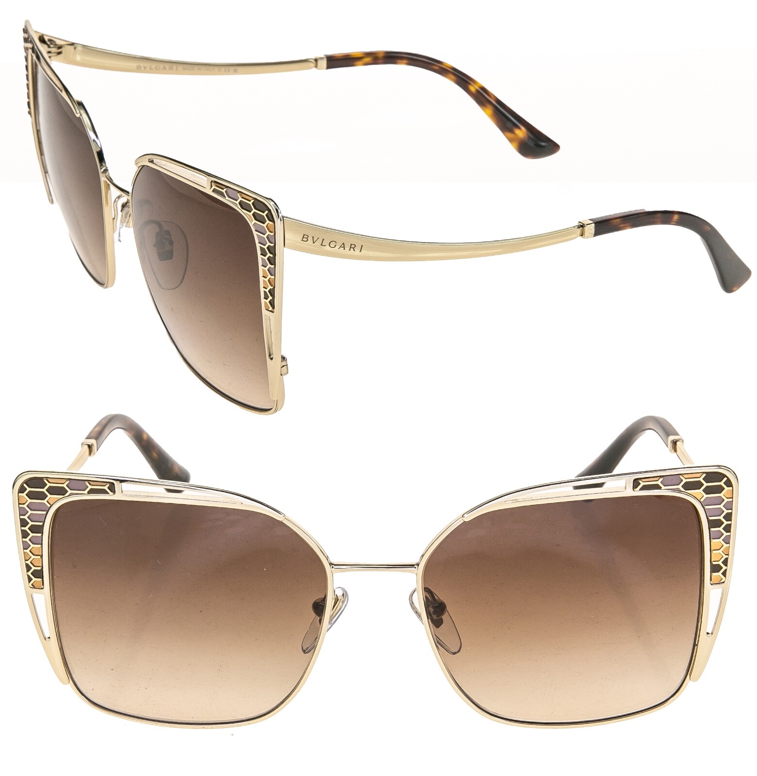 BVLGARI Serpenti BV6179 Gold Brown Enamel Snake Scales Metal