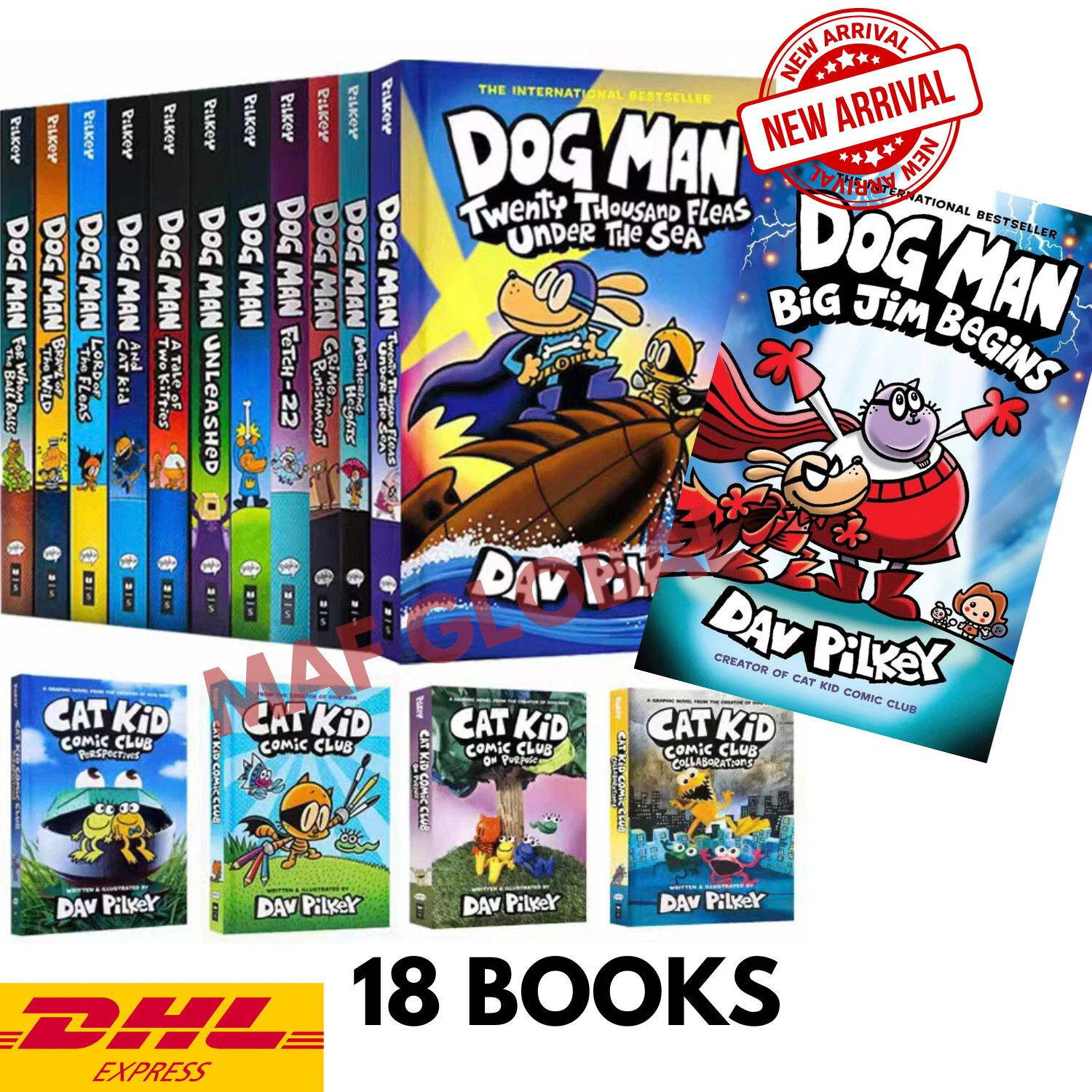 Dog Man Series 1-18 books Set dogman Children's Collection by Dav