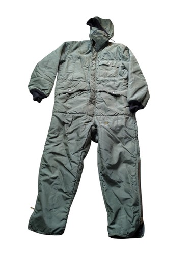 Vtg 50s/60s Refrigiwear Coveralls Hooded 48x28 Army Green