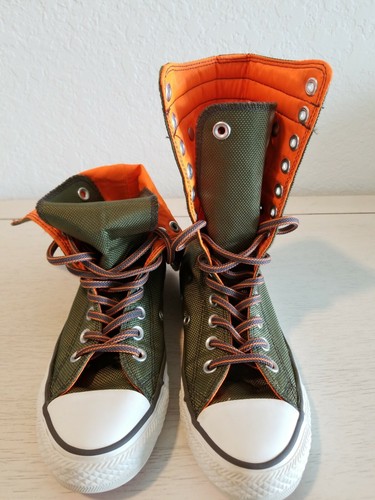 Converse All Star Hi Boots 137546C Flat Green Orange Fold Down