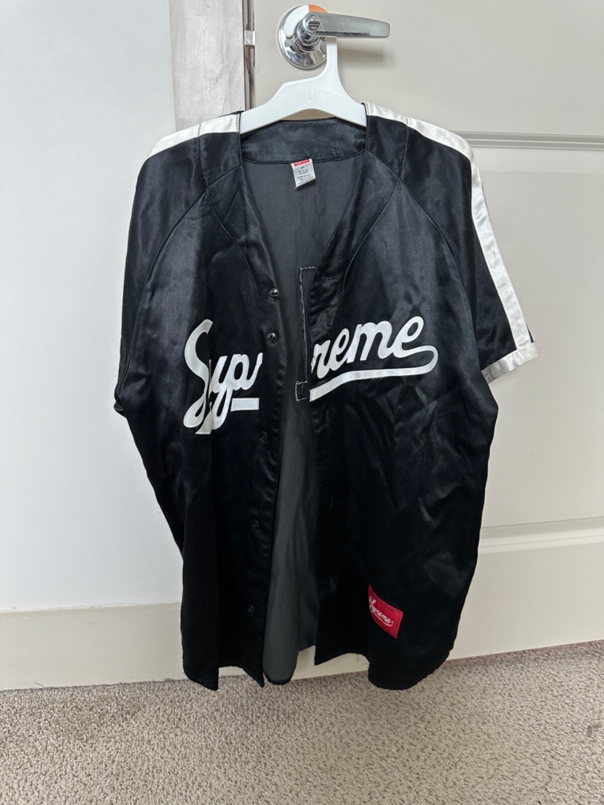 Supreme 1 One Satin Jersey One Baseball Black Very Rare Piece | eBay