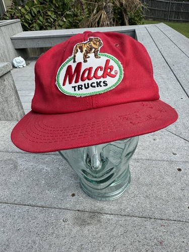 Vintage 1980s Red Mack Trucks Snapback Hat K Products Made In USA