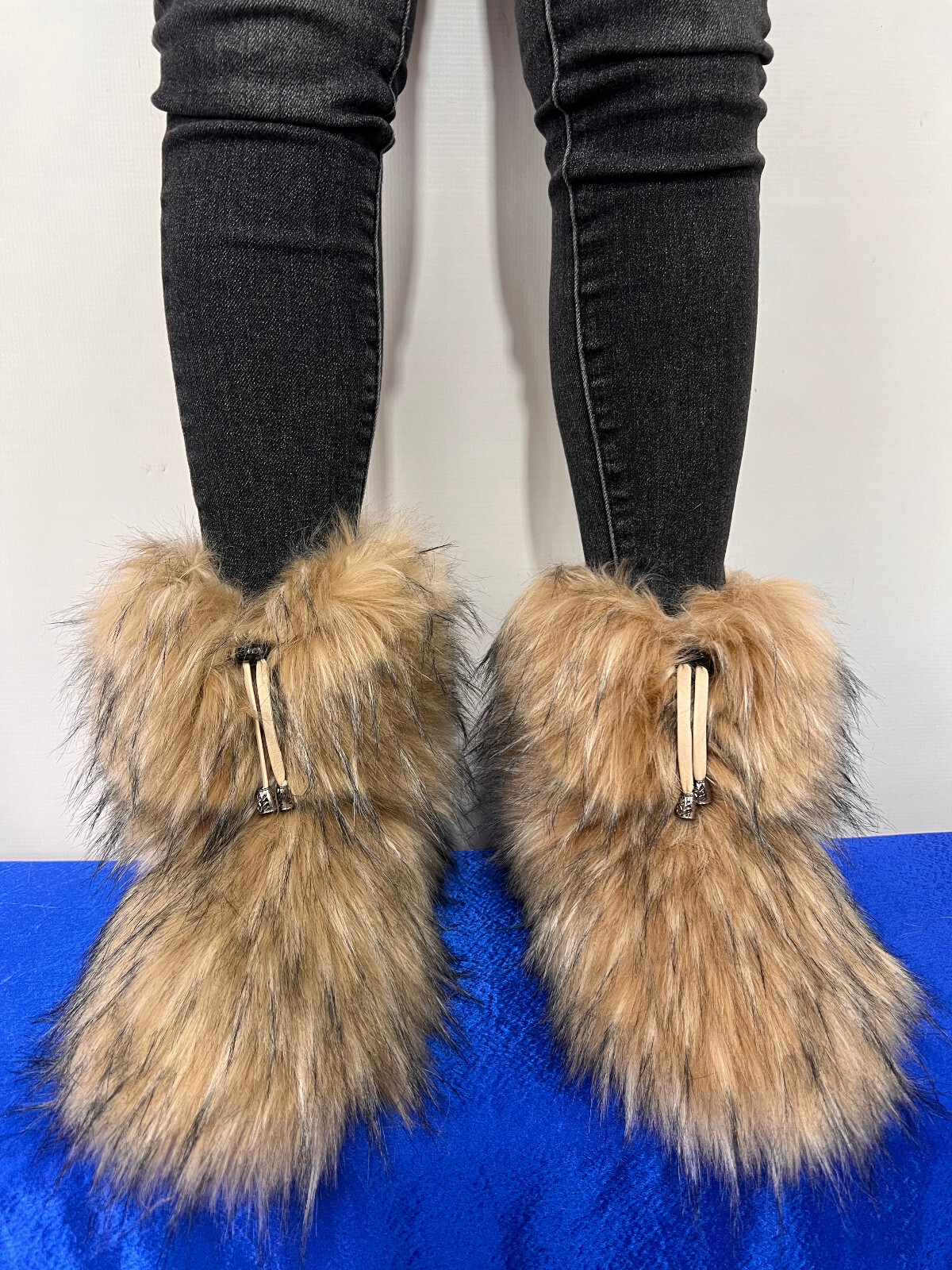 Faux Fur Boots Double Sided Fur Brown Indoor and Outdoor 10