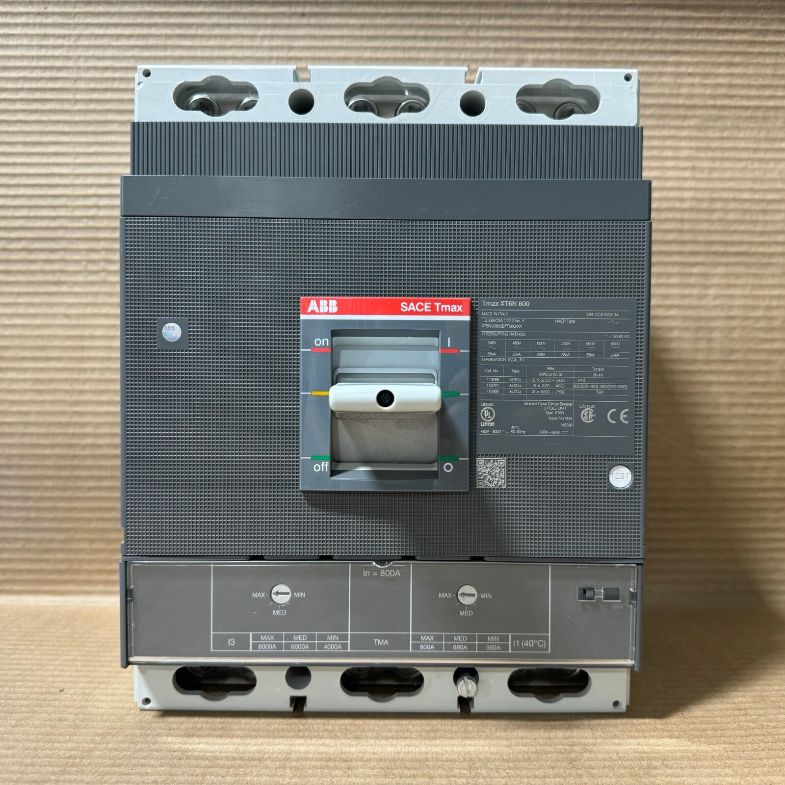 New ABB SACE Tmax XT6N 800 3 Pole 800 Amp 600v Circuit Breaker NNB