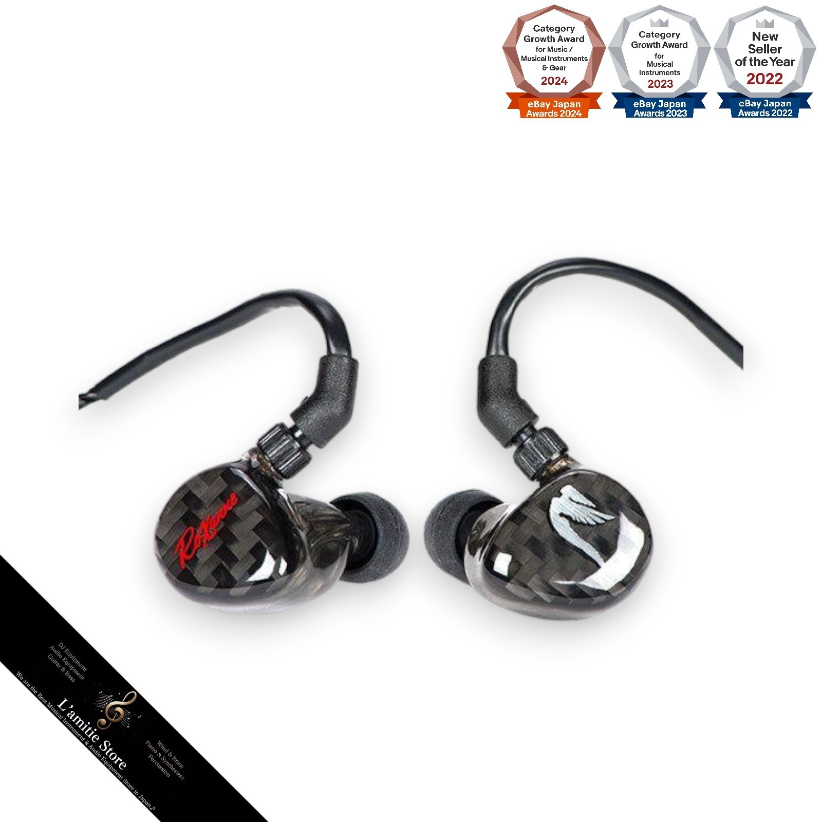 JH Audio Roxanne Universal Fit Stereo Earphones With Case Used