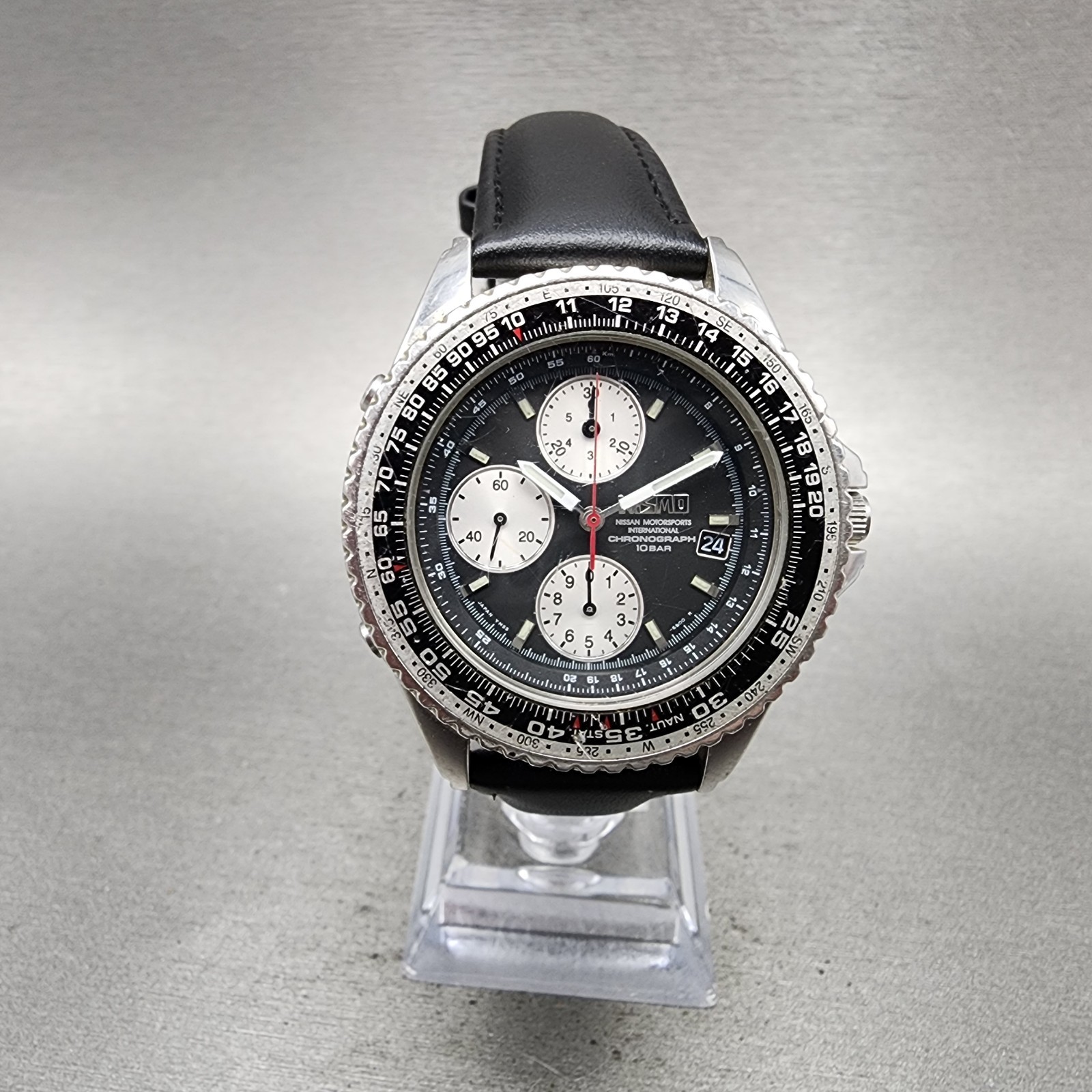 Nissan NISMO Chronograph Watch Men 40mm Black Dial Steel Date