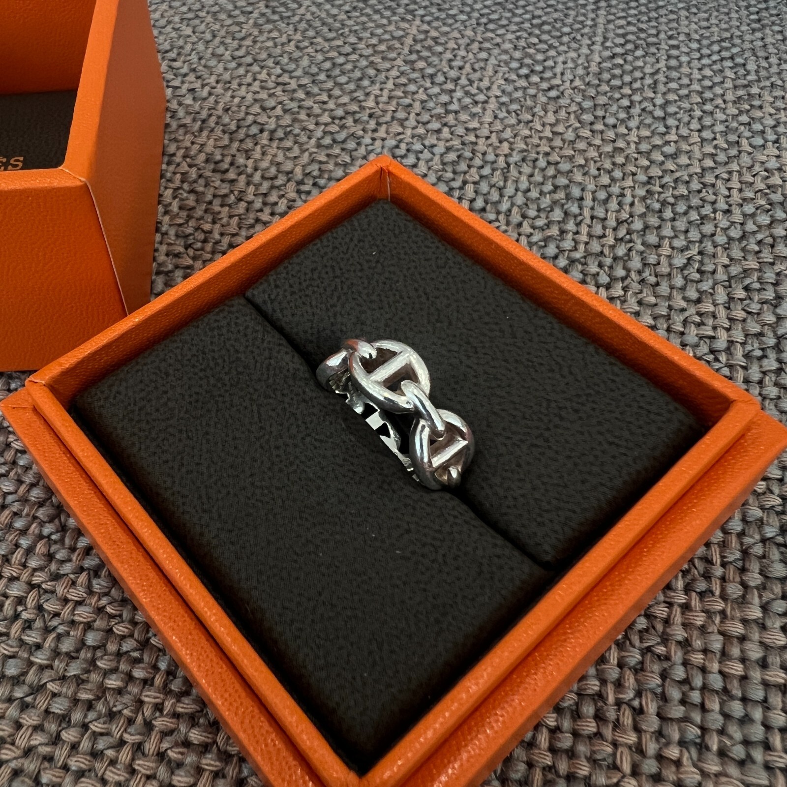 Hermes Small Chaine D'Ancre Enchainee Ring Sterling Silver