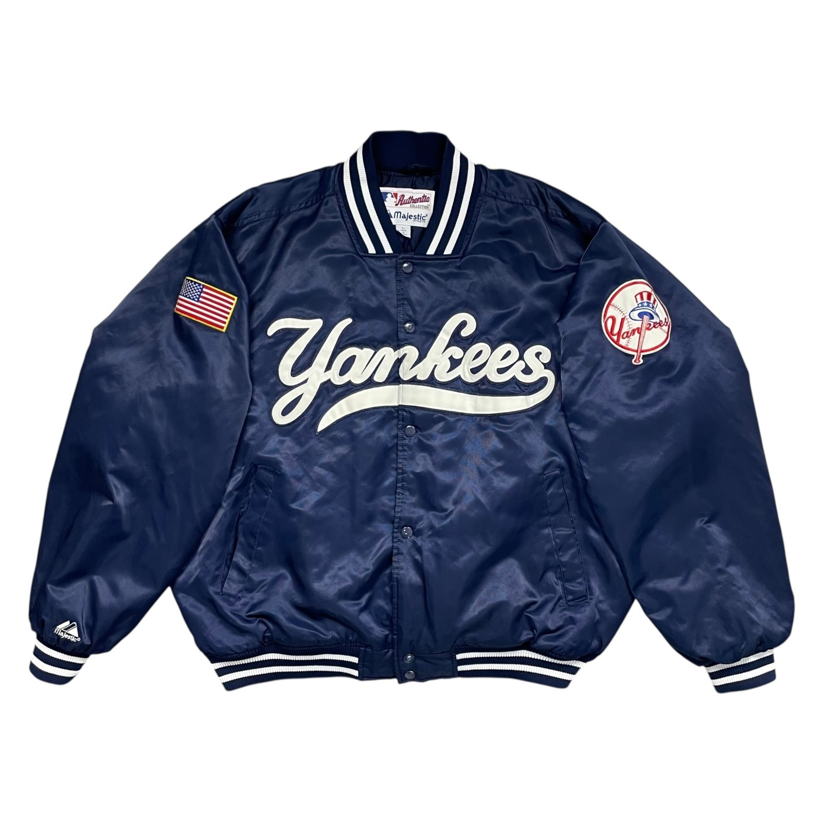 VTG 90s MLB NEW YORK YANKEES MAJESTIC AUTHENTIC SATIN BOMBER