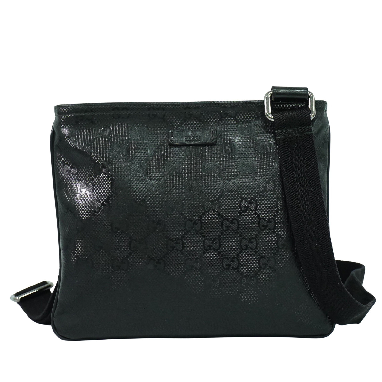 GUCCI GG Imprime 201538 Shoulder Crossbody Bag Black Silver | eBay
