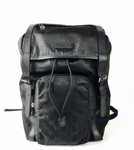 Gucci Interlocking G Backpack Coated Canvas Medium Black | eBay