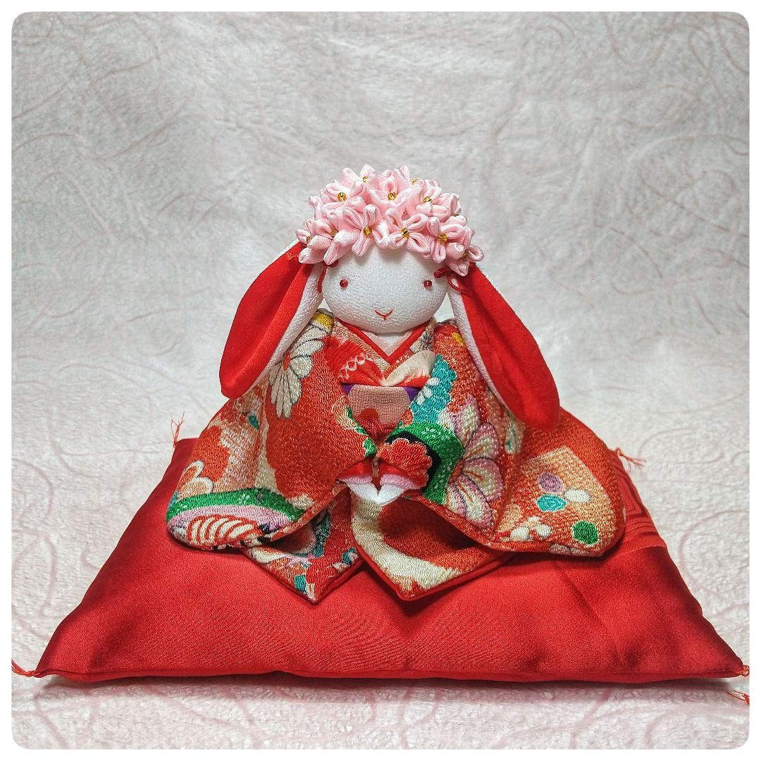 創作人形 粘土 お雛様 江戸縮緬 縮緬細工 ハンドメイド 雛人形☆江戸