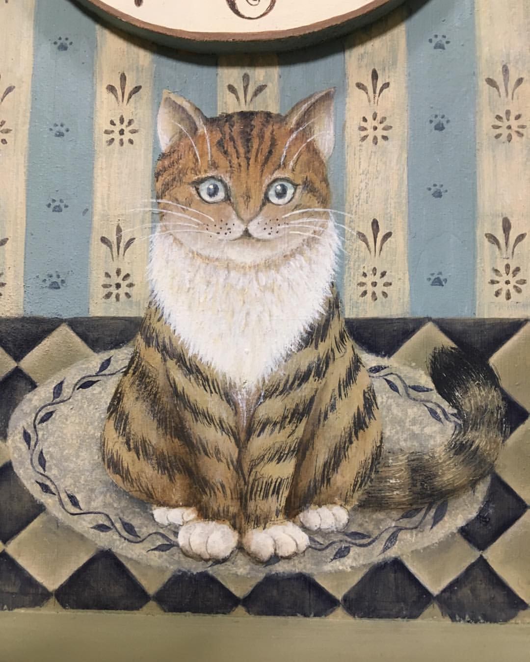 真作保証 19世紀 古画 「3匹の猫」 油彩4号 希少な動物画 真作保証 19