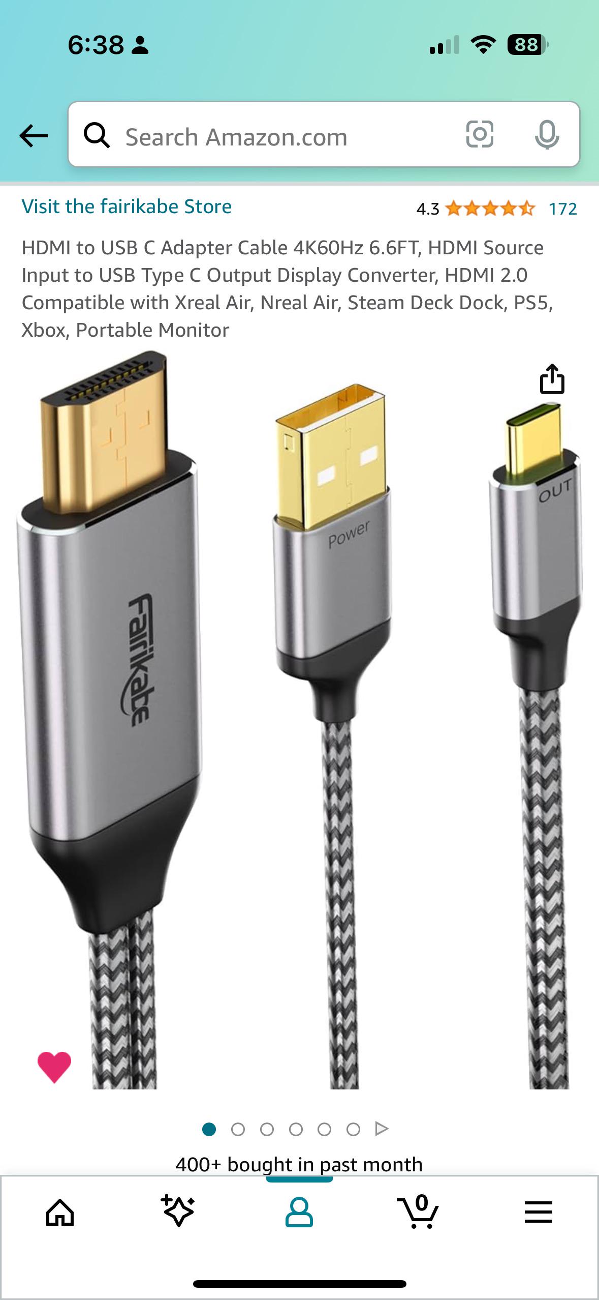 Is the Xreal H C cable the only cable that will work with Beam