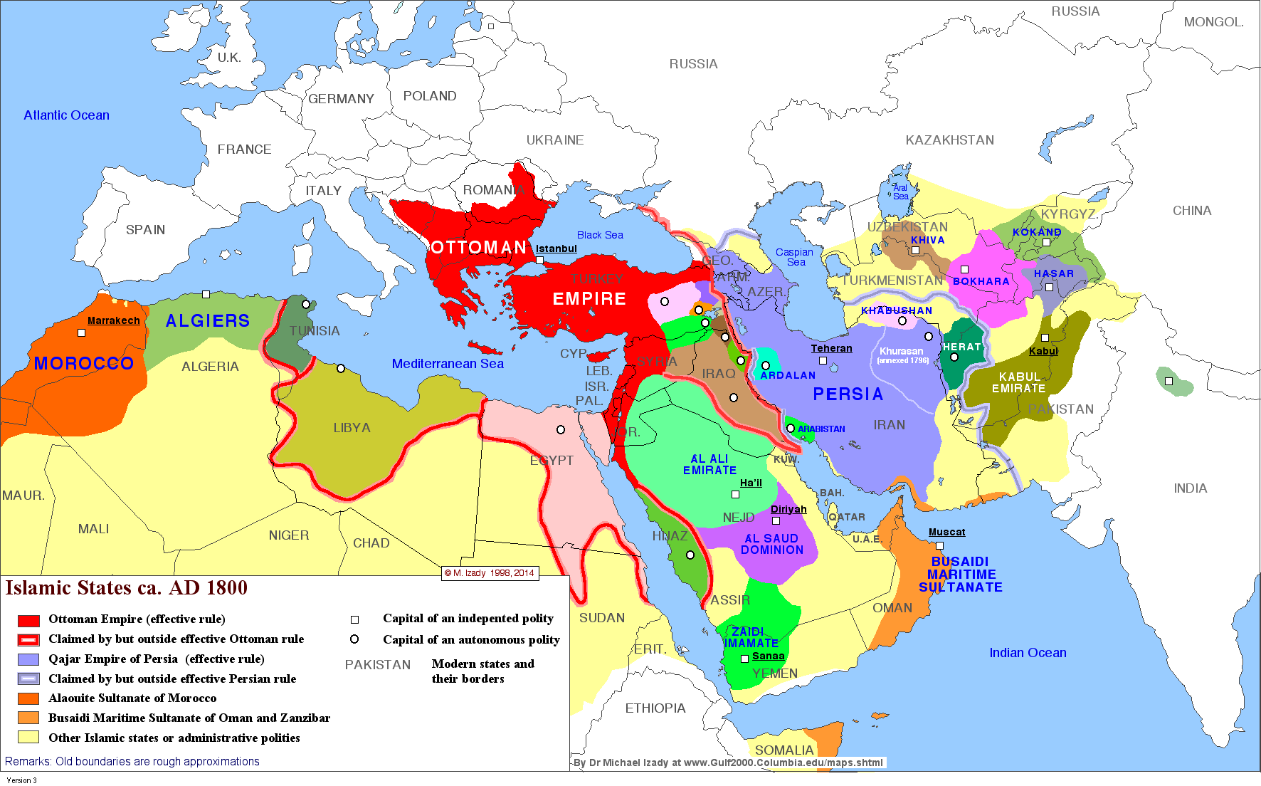 1800年のイスラム国家の地図 : r/MapPorn