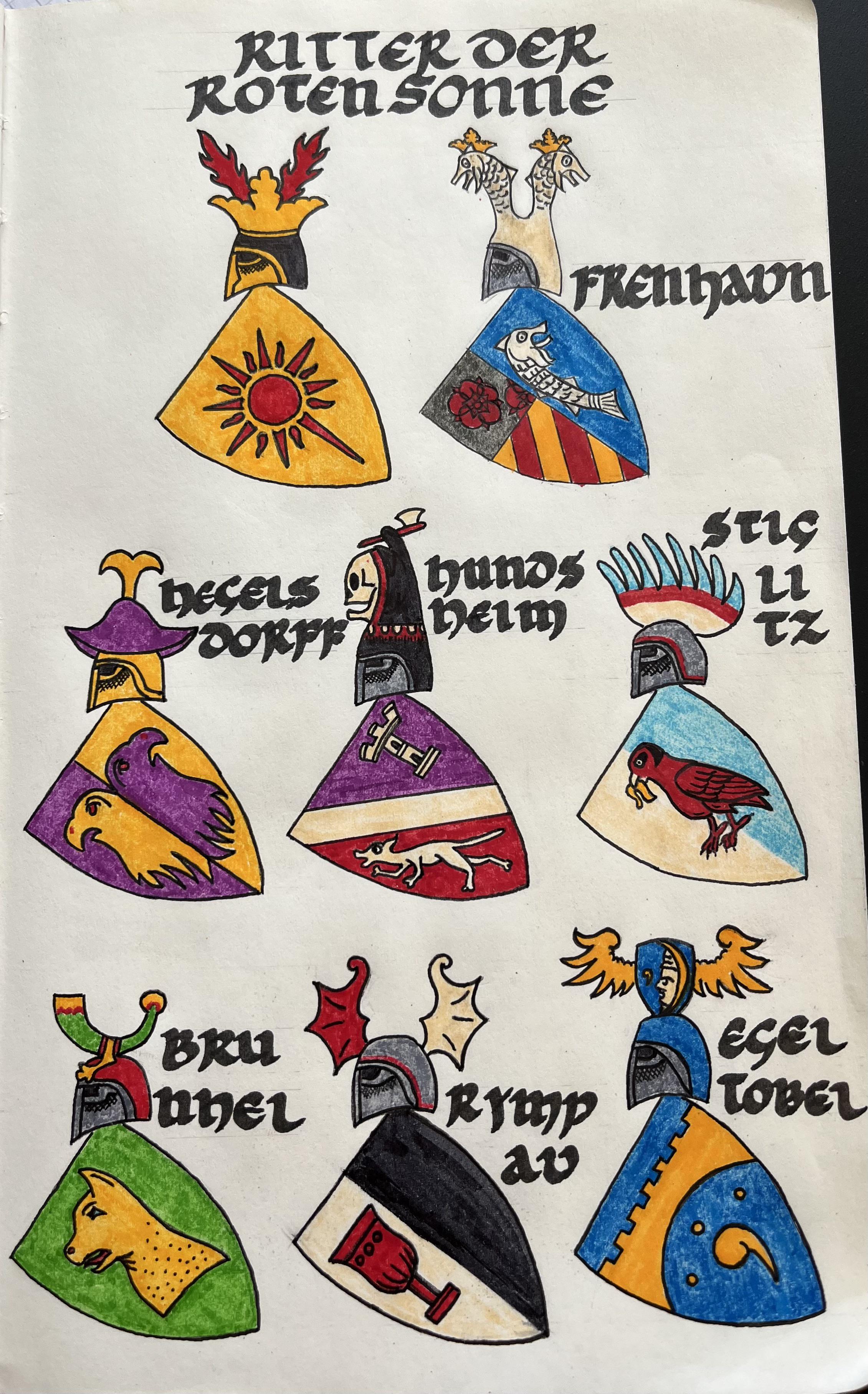Hand drawn crests inspired by Zurich Armorial : r/heraldry