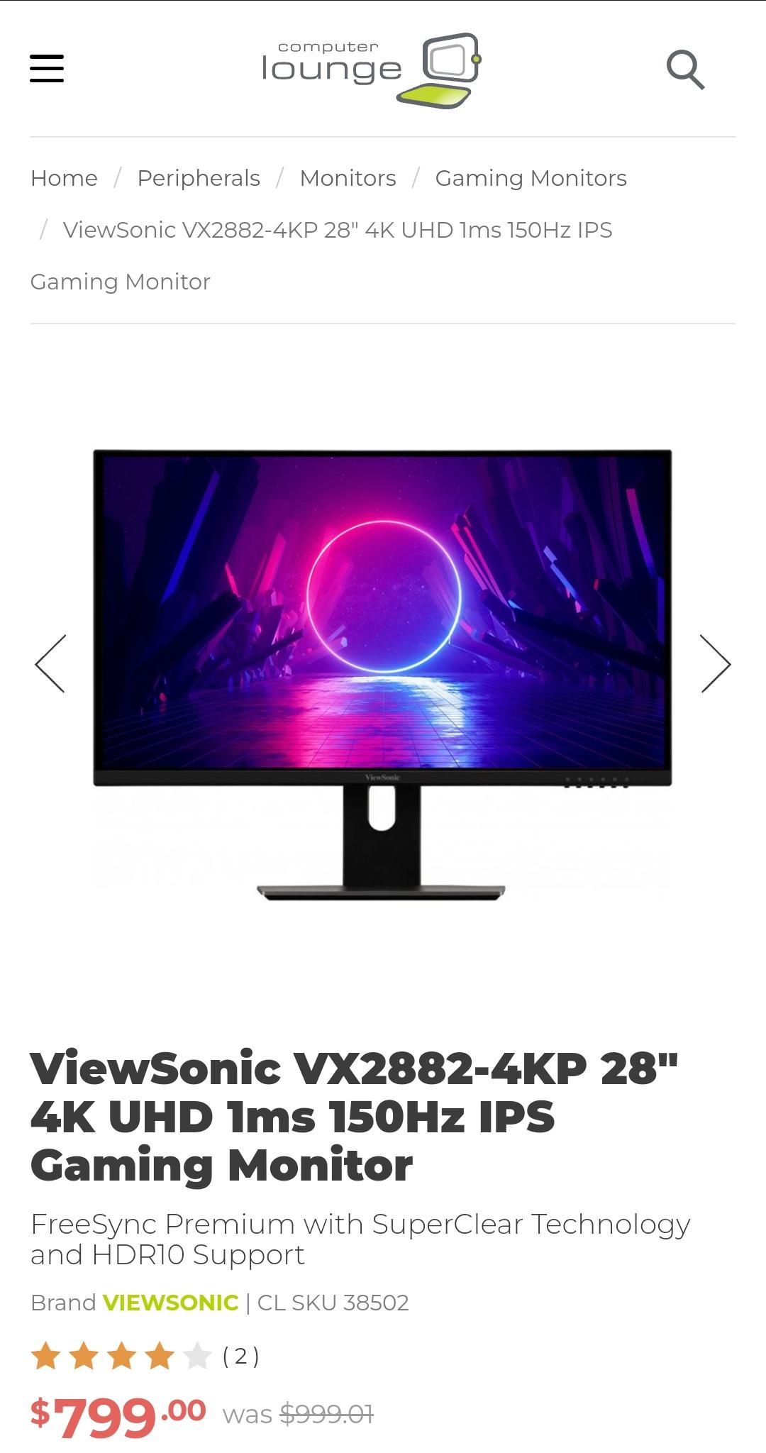 Thoughts on the ViewSonic VX2882-4KP. It's the cheapest 4k gaming