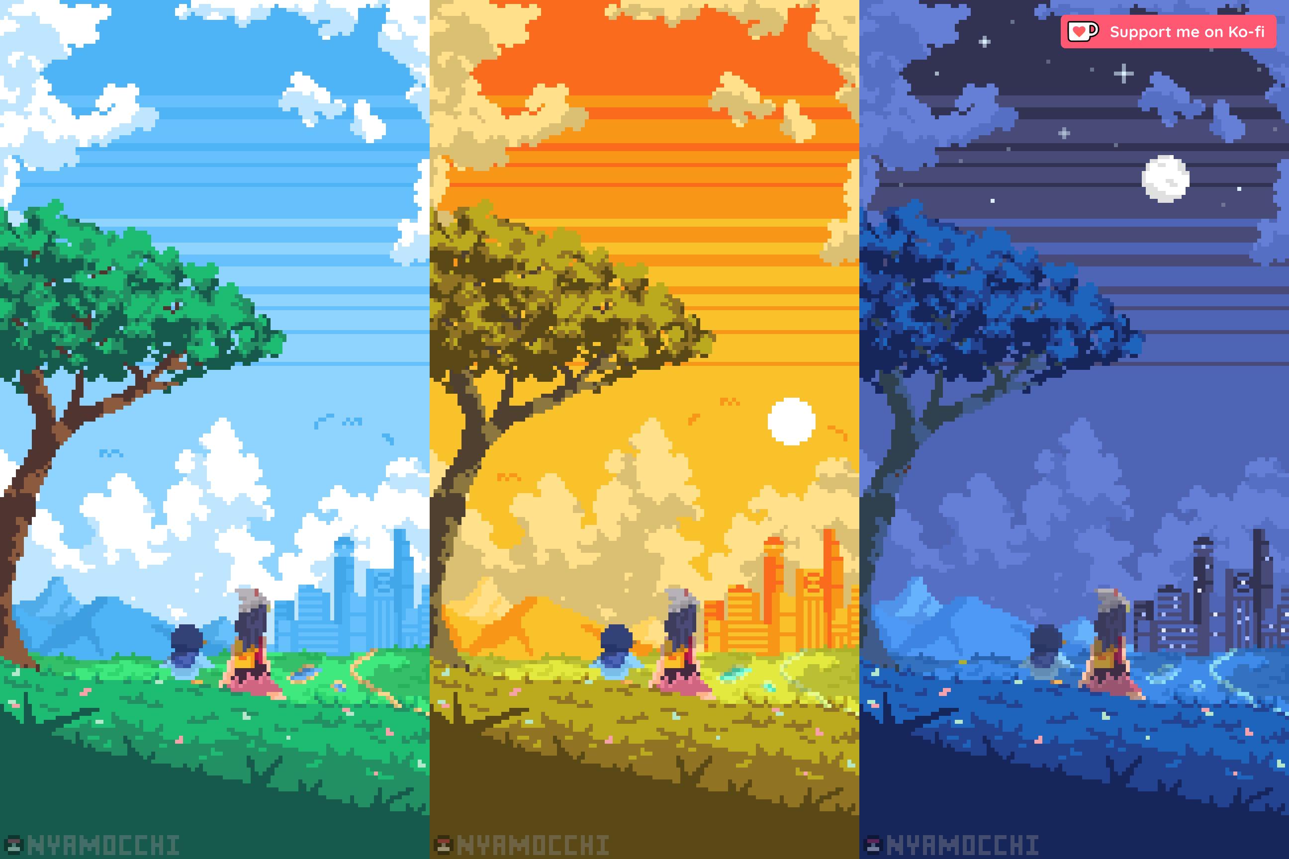 ドーンと相棒のポッチャマのポケモンピクセルファンアートモバイル壁紙