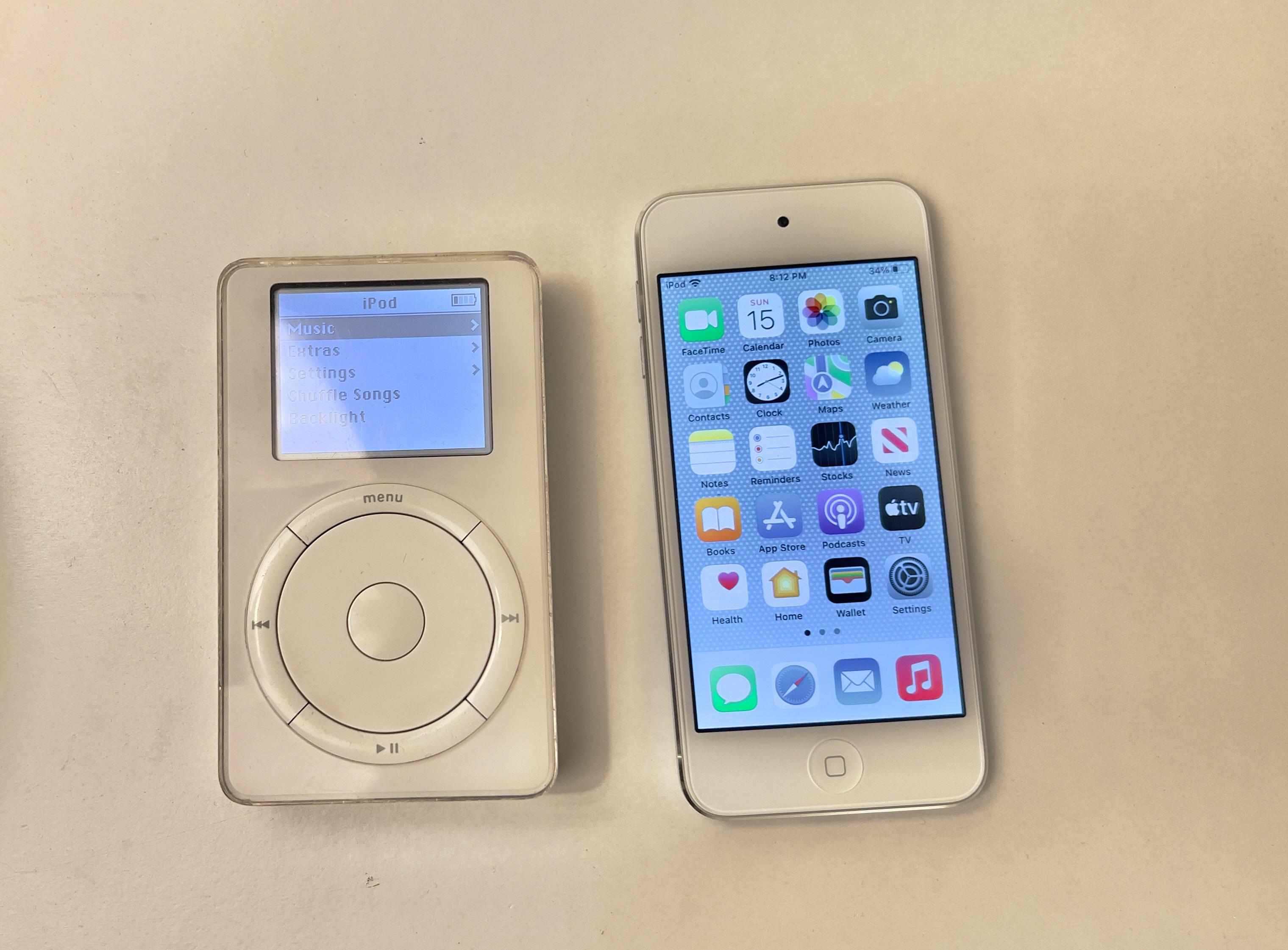 The Bookends of the iPod. 2001 1st Gen iPod & 7th gen iPod touch