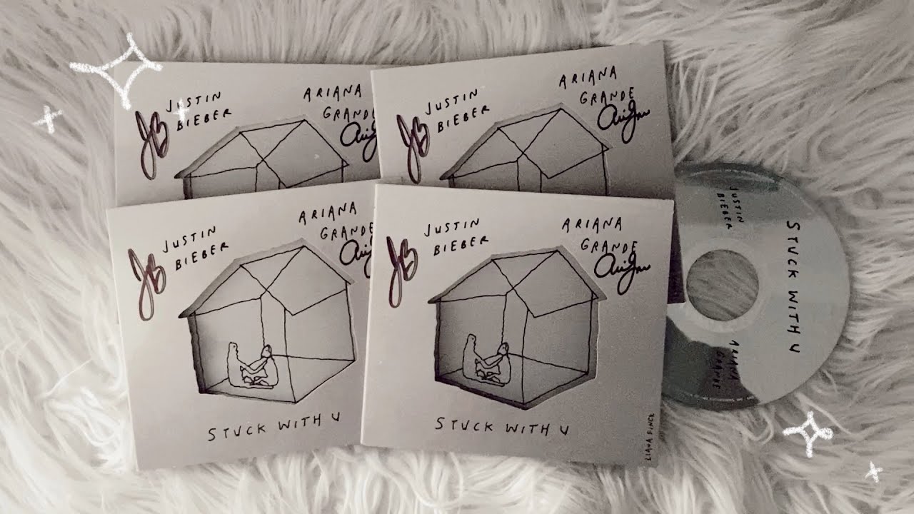 ariana grande, justin bieber - stuck with u (signed cd unboxing