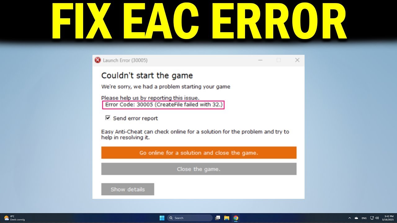 How To Fix Easy Anti Cheat Error Code 30005 - YouTube