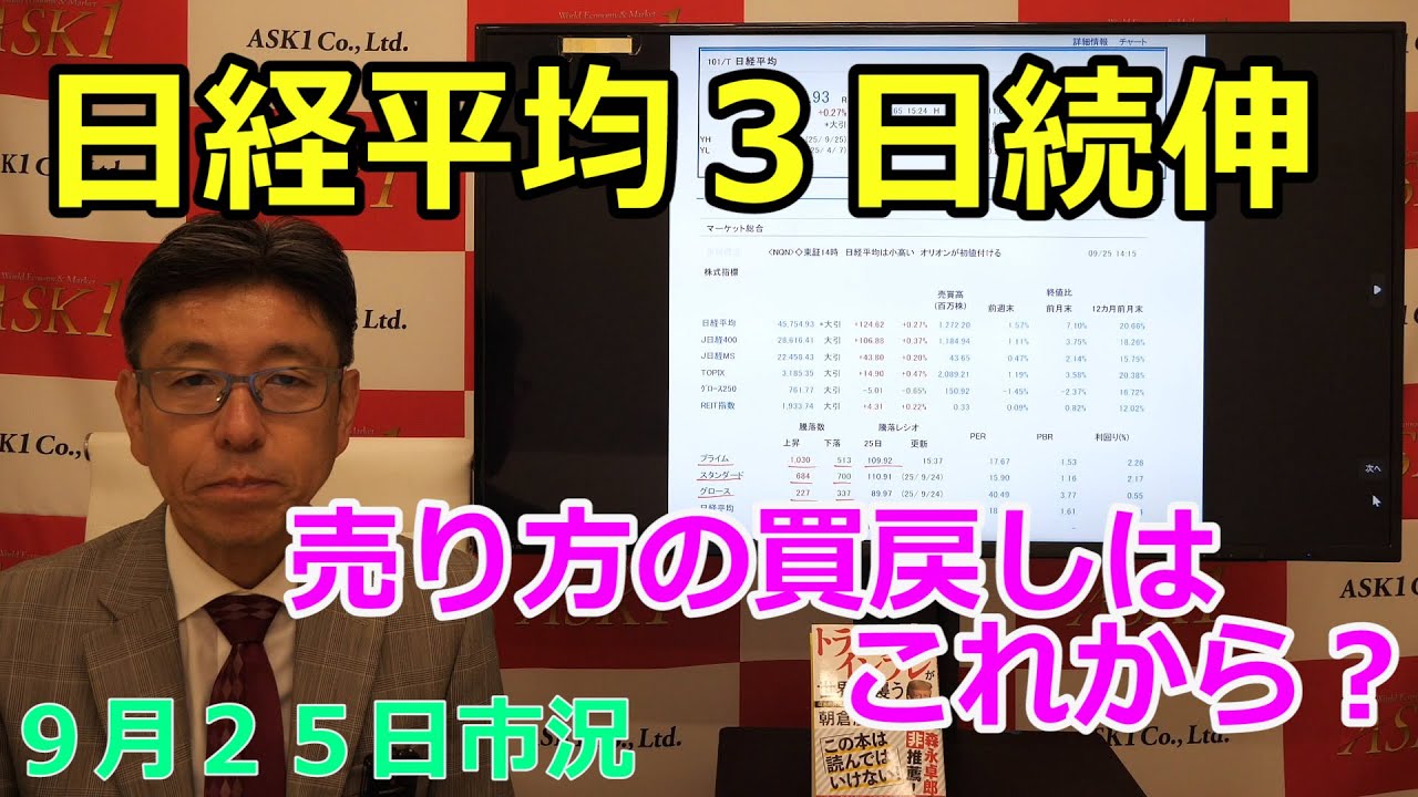 September 25, 2025 [Nikkei Average Rise for Third Consecutive Day