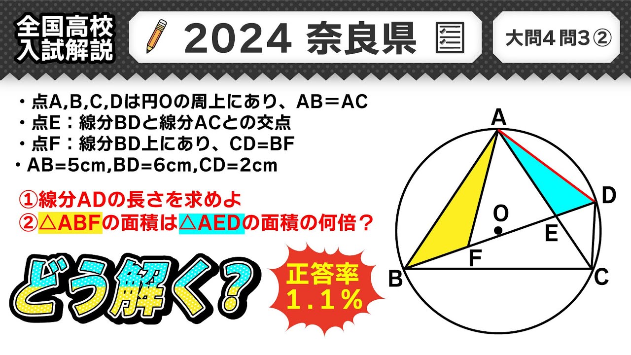 2024年奈良県 高校入試 問題】公立高校受験 数学解説 大問4【令和6
