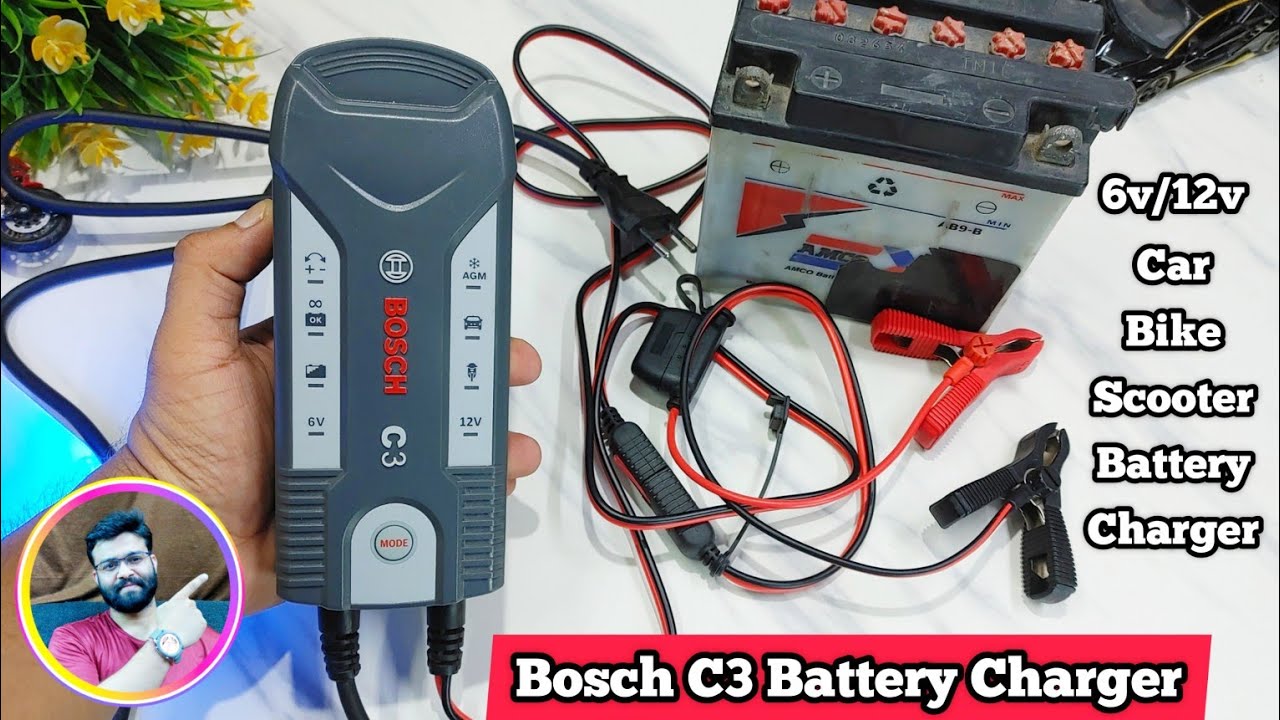 bosch c3 6v/12v Car,bike,scooter battery charger unboxing & review