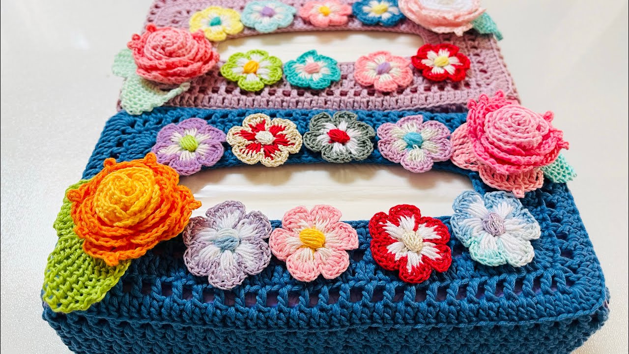 かぎ針編み ティッシュケースの編み方 - YouTube