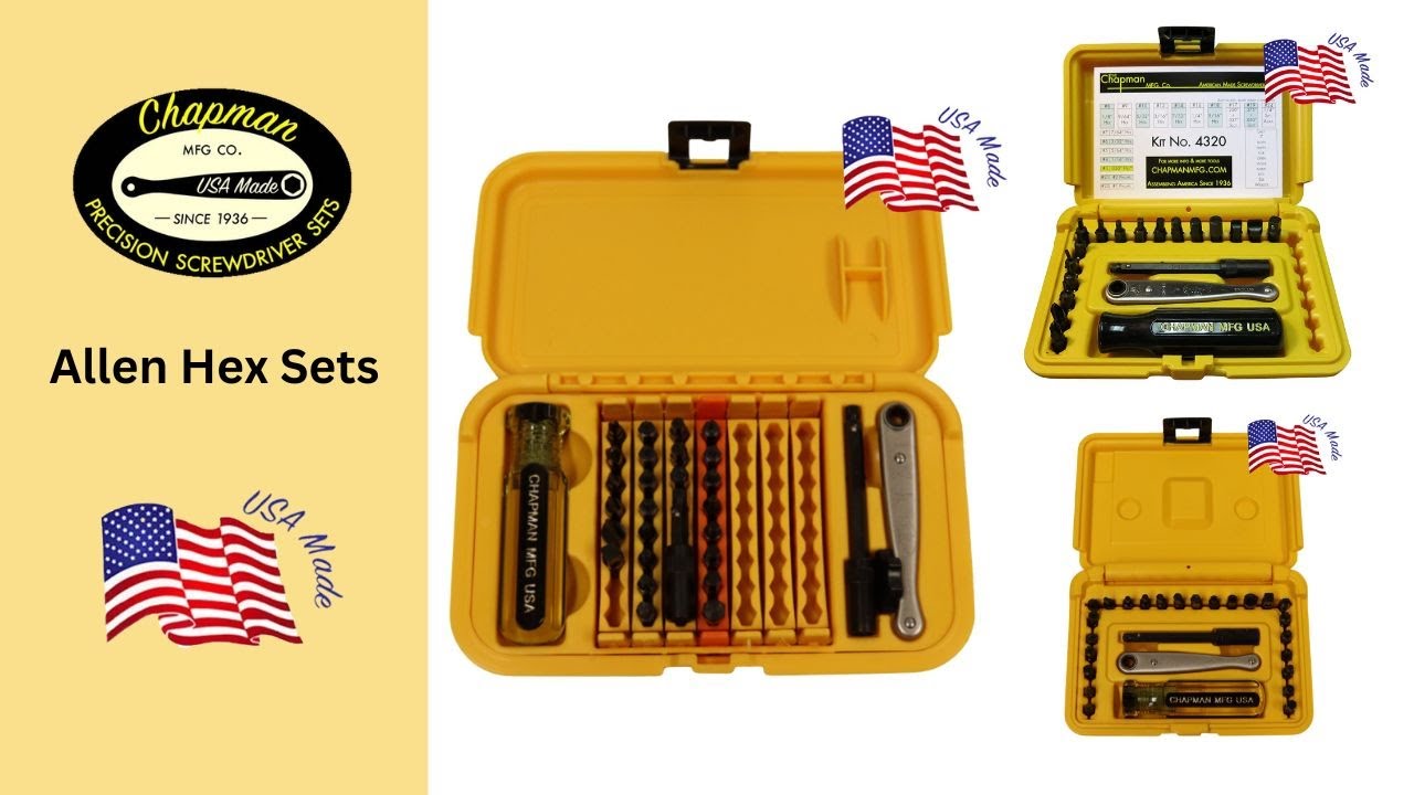 Chapman SAE + Metric Allen Hex Screwdriver Set, Safety Yellow Case