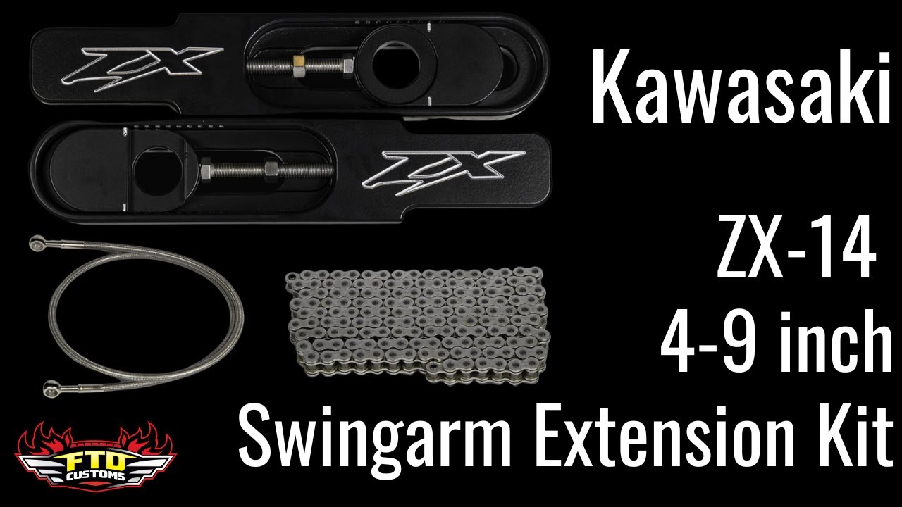 FTD Customs Kawasaki ZX-14 4-9 inch Swingarm Extension Kit - YouTube