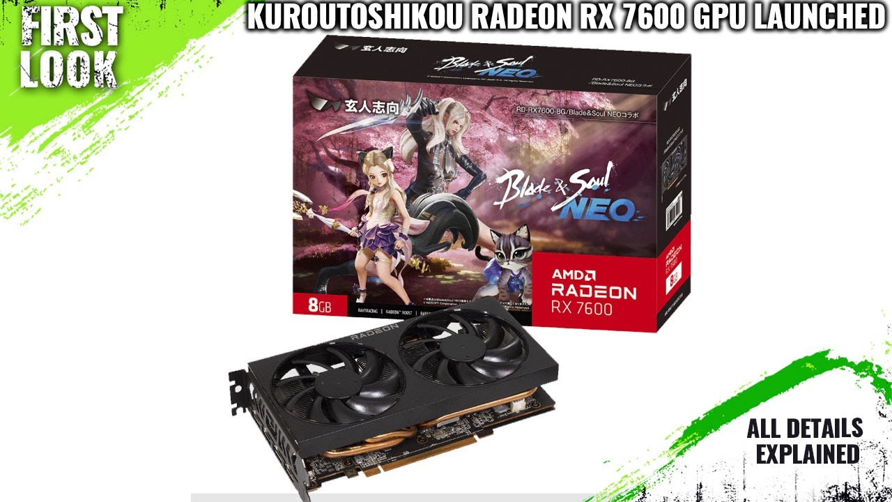 Kuroutoshikou Radeon RX 7600 Blade & Soul NEO Graphics Card