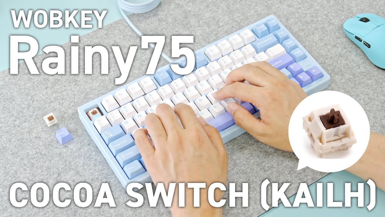 WOBKEY Rainy75 Cocoa switch typing sound check - YouTube