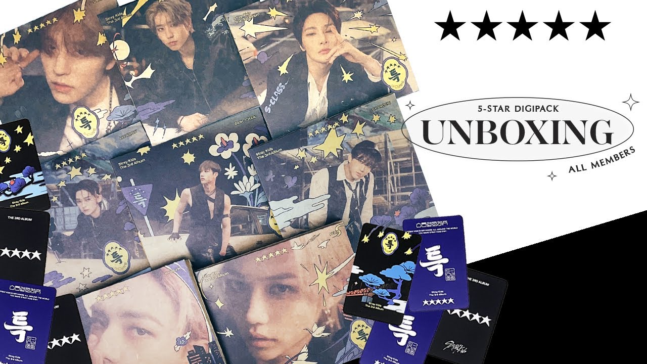 unboxing Stray Kids 5-STAR digipacks all member copies (ot8