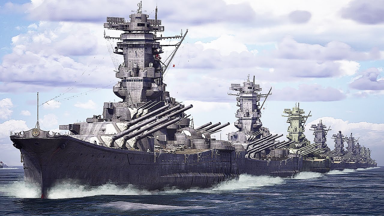 Bombardment from Battleship Yamato and Super Yamato type - YouTube