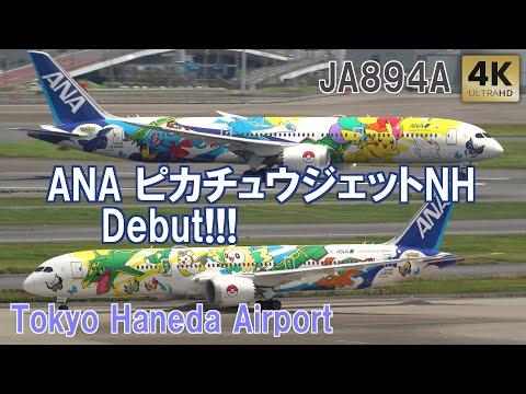 ANA ピカチュウジェットNH Debut! JA894A Pokemon PikachuJet 羽田空港