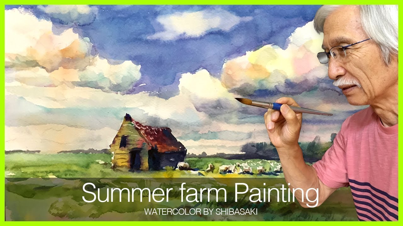 Watercolor demonstration | Summer farm Painting 水彩画〜夏の牧場