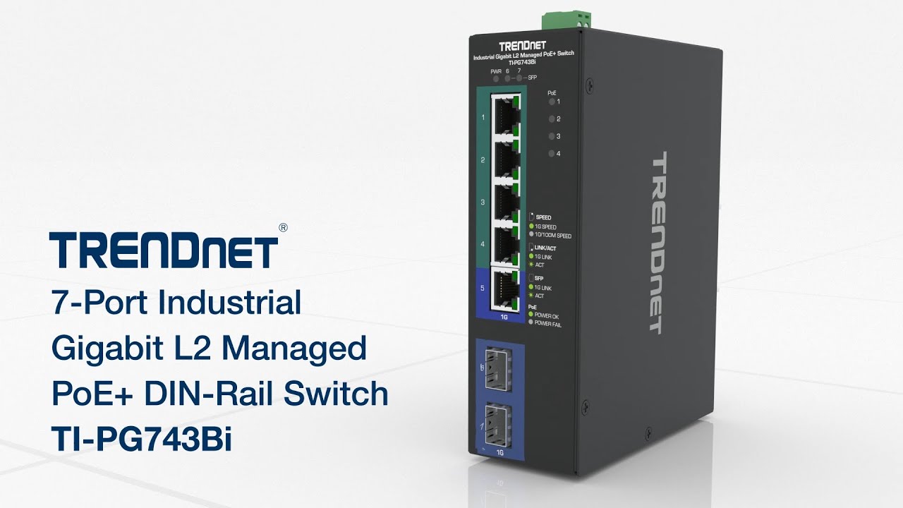 7-Port Industrial Gigabit L2 Managed PoE+ DIN-Rail Switch 24 – 57V