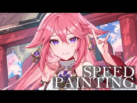 イラストメイキング】原神/Genshin Impact-八重神子【Speed Painting