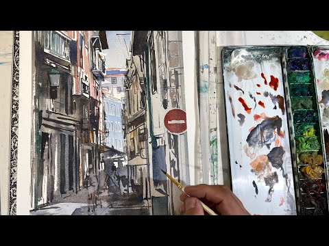 339【スケッチの悩み解決します！】ポルトガル、ポルトの裏路地 - YouTube