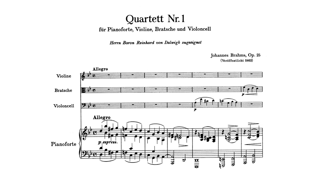 Brahms: Piano Quartet No. 1 in G minor, Op. 25 (with Score) - YouTube