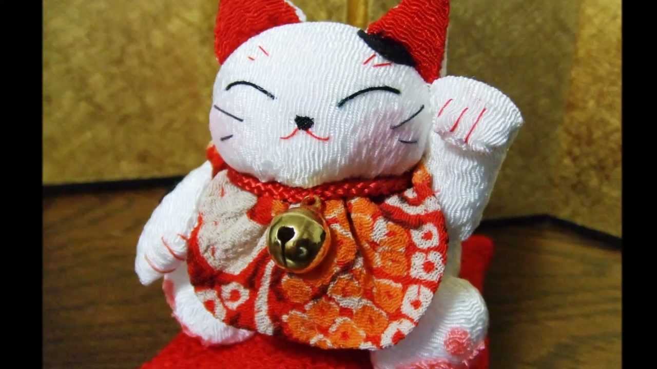 縮緬細工で招き猫を作ってみた - YouTube