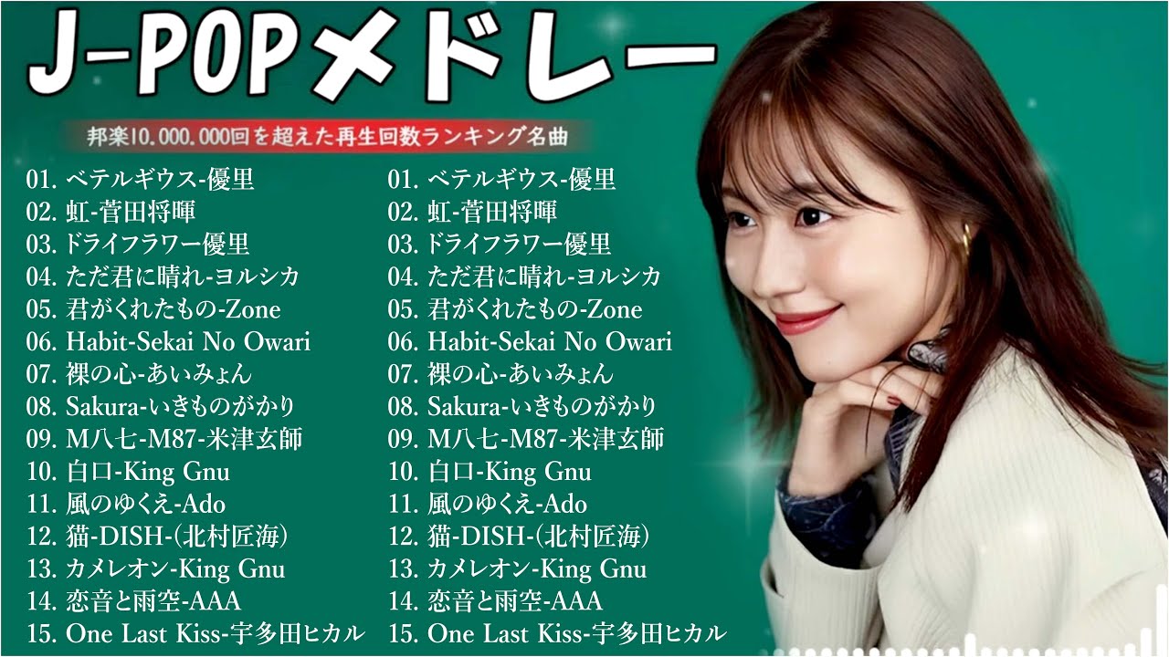 広告なし】有名曲J-POPメドレー『2024最新版』🎶日本最高の歌メドレー