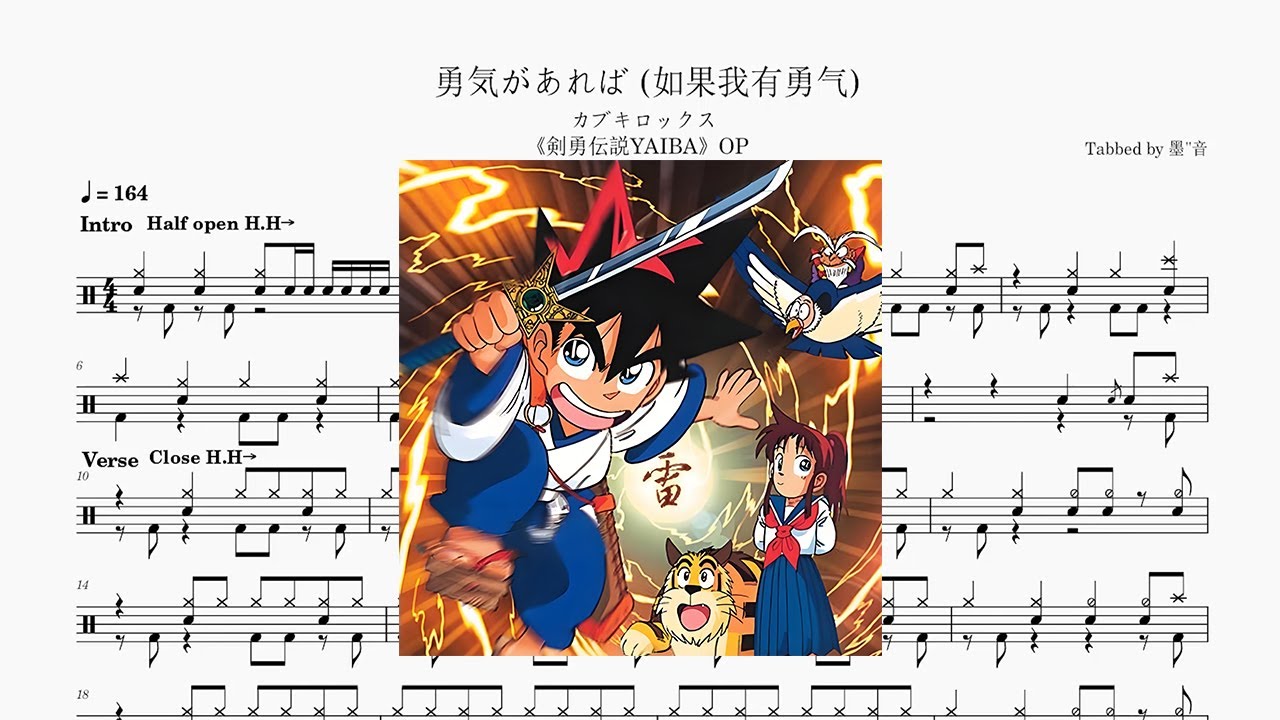 カブキロックス - 勇気があれば (如果我有勇气) Drum Score ドラム楽譜