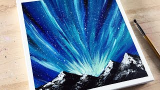 How to Draw Aurora and Snow Mountain with Acrylic Paint # 120