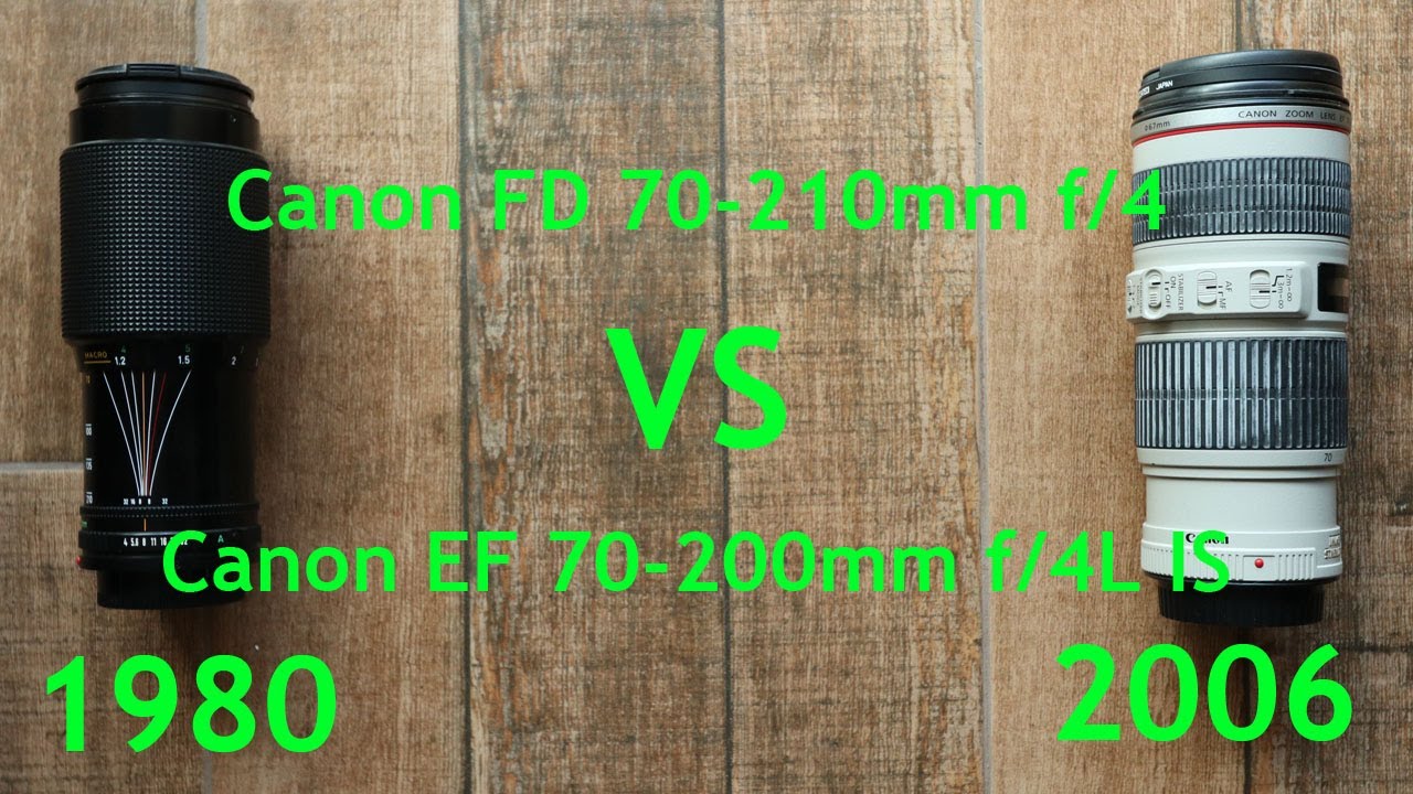 Canon FD 70-210mm f/4 vs Canon EF 70-200mm f/4L IS - YouTube