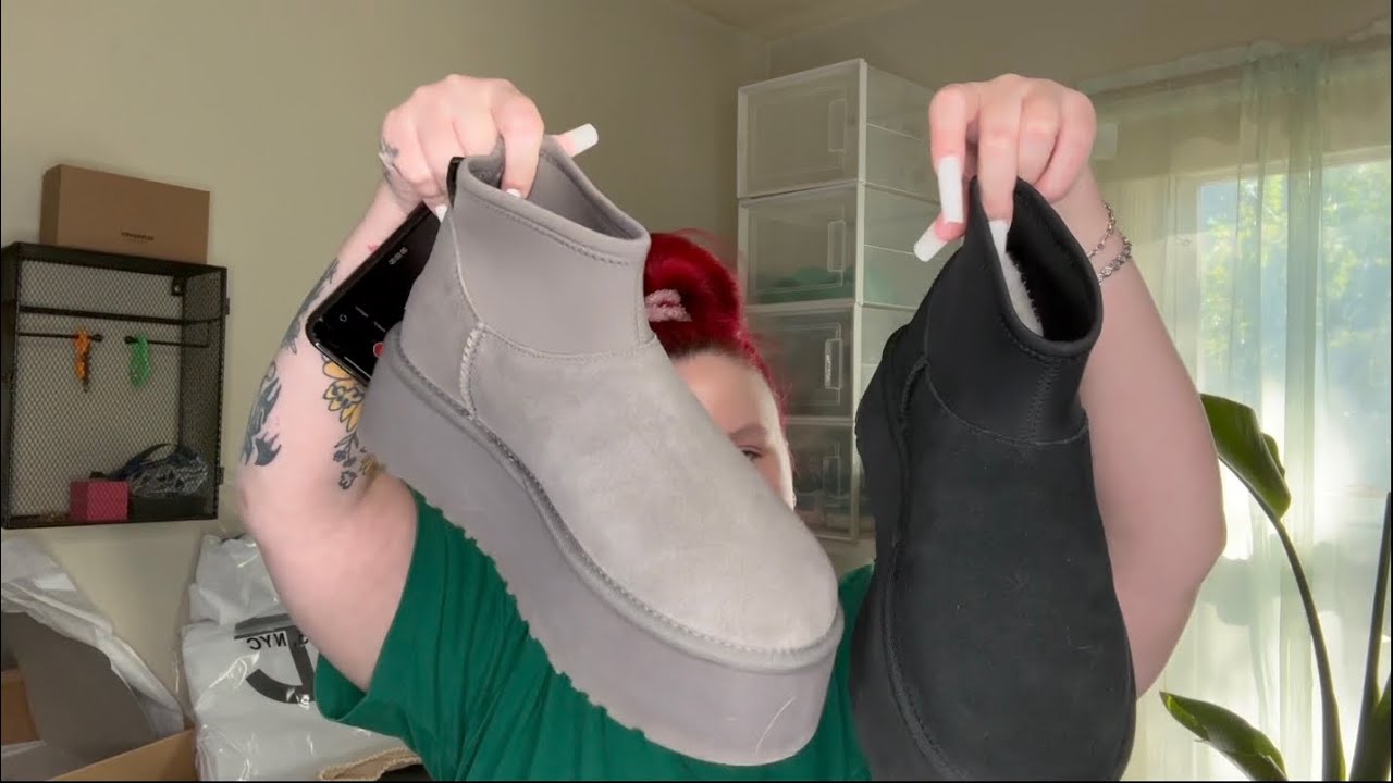 CLASSIC MINI DIPPER UGG UNBOXING & TRY ON | BLACK & THUNDERCLOUD