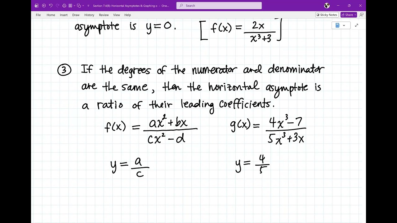Section 7.4(B): Horizontal Asymptotes and Graphing of Rational