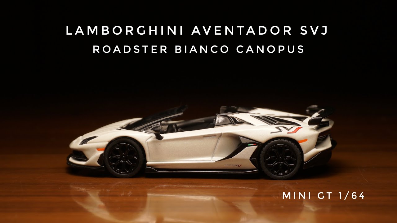 MINI GT 1/64 Lamborghini Aventador SVJ Roadster Bianco Canopus