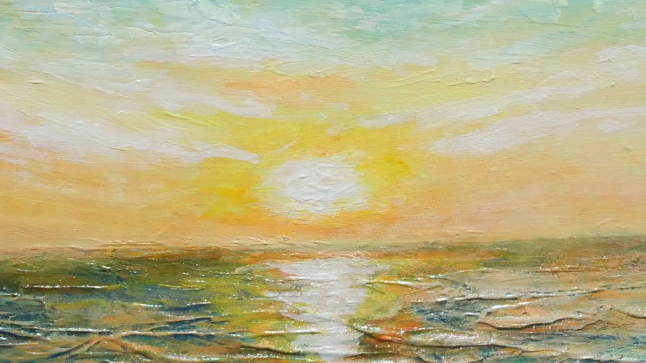 油絵】【癒しの朝焼けの海】 #油絵 #手書き #アート #絵画 #絵 #油彩画